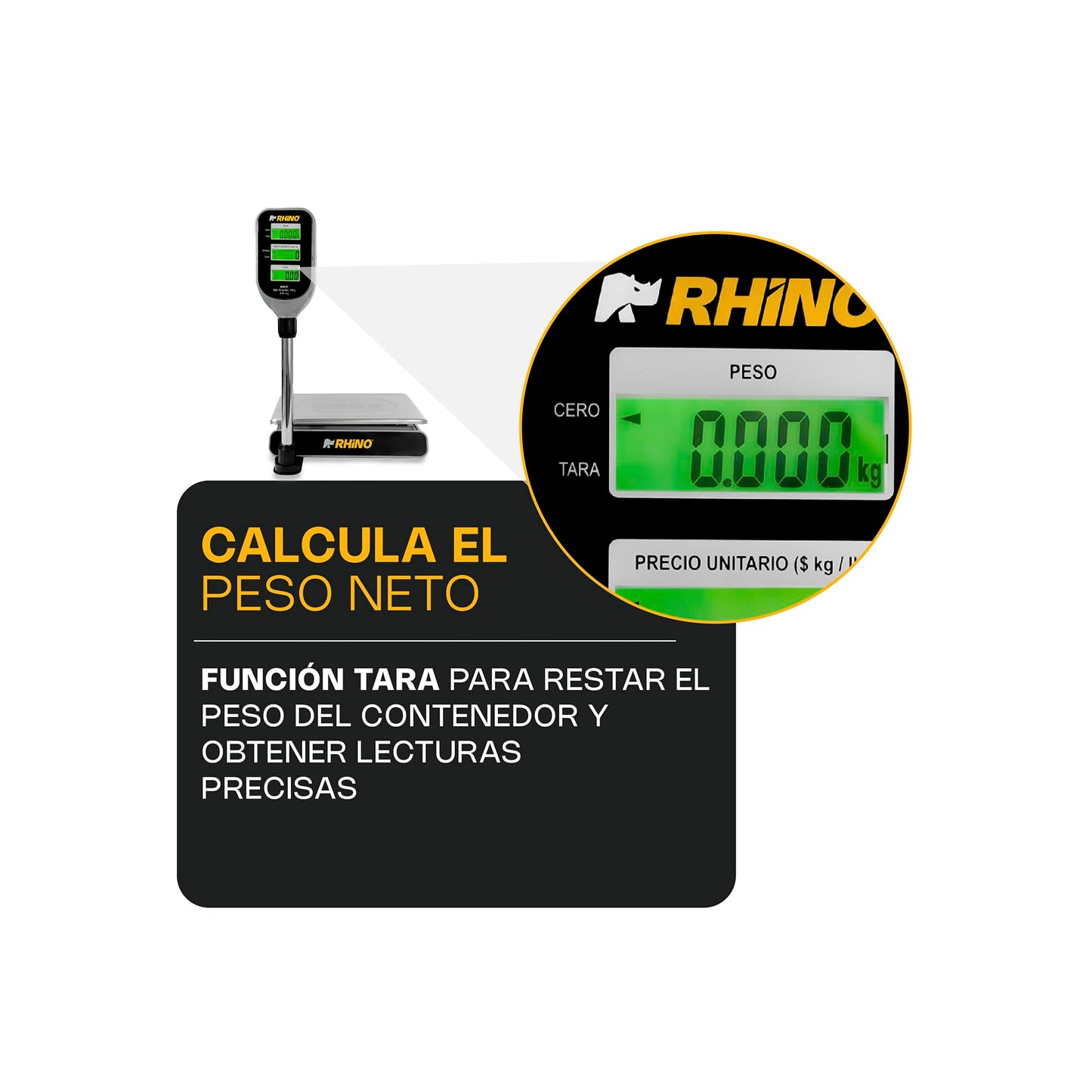 Báscula Digital Comercial RHINO Acero Inoxidable Precisión para Mujer