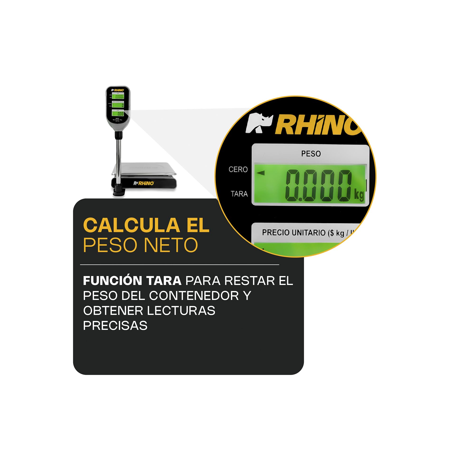 Báscula Digital Comercial RHINO Acero Inoxidable Precisión para Mujer