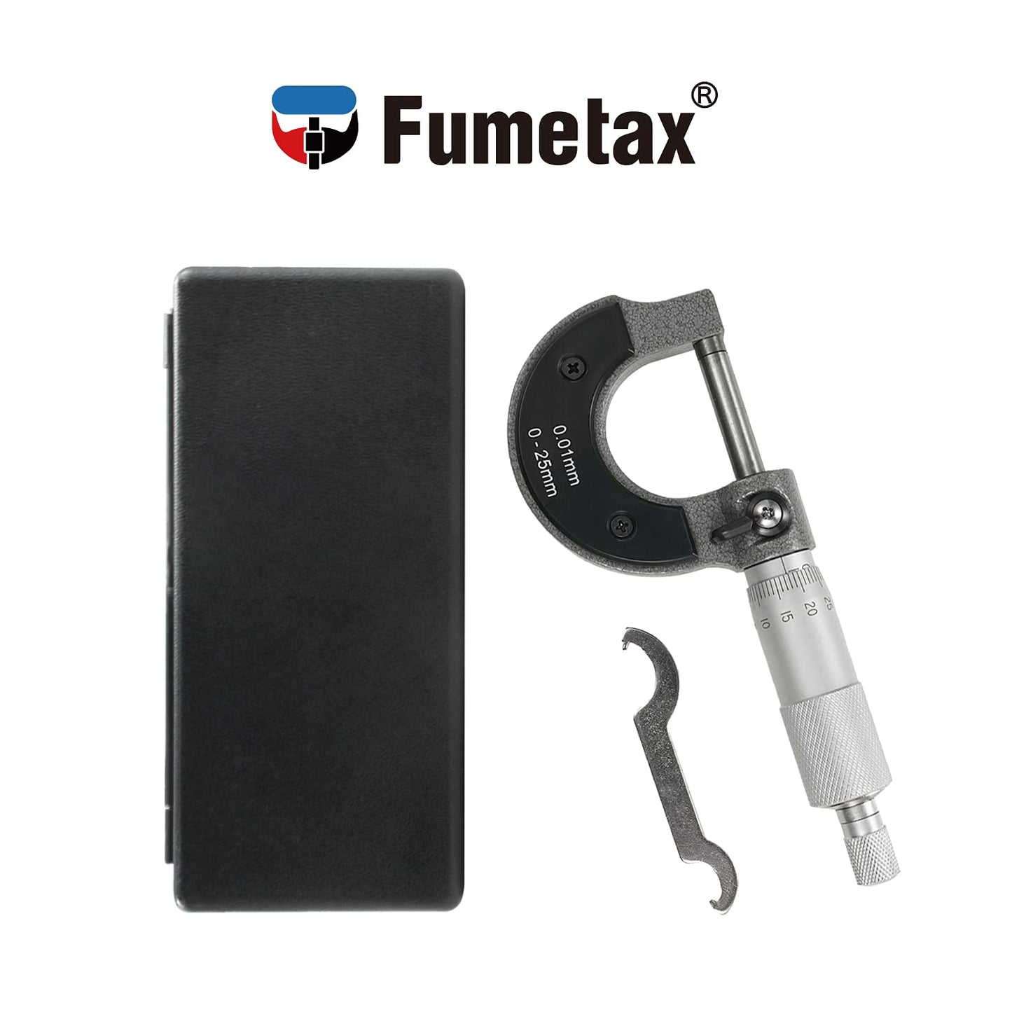 FUMETAX Micrómetro Exterior Preciso Calibrador Herramienta de Medición de Diámetro Exterior Micrómetro de 0-25mm, SW-81390301