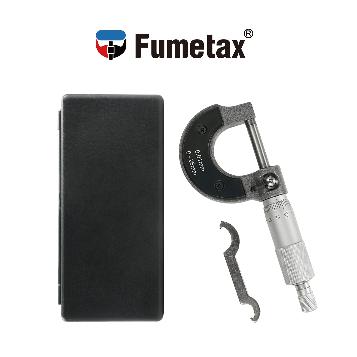 FUMETAX Micrómetro Exterior Preciso Calibrador Herramienta de Medición de Diámetro Exterior Micrómetro de 0-25mm, SW-81390301