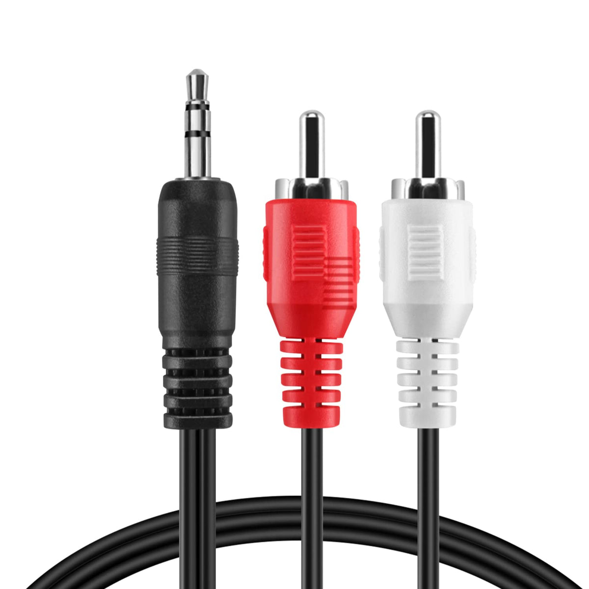 Cable de Audio 3.5mm a RCA TNP Dorado Bi-Direccional Conector Macho a Macho 30 Pies Estéreo 2RCA