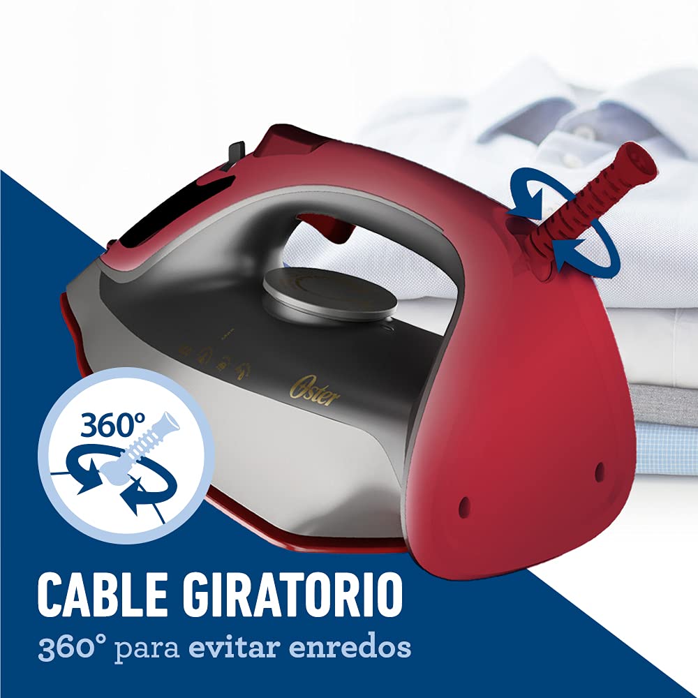 Plancha de Vapor Oster roja con Tecnología Aerocerámica GCSTAC6951
