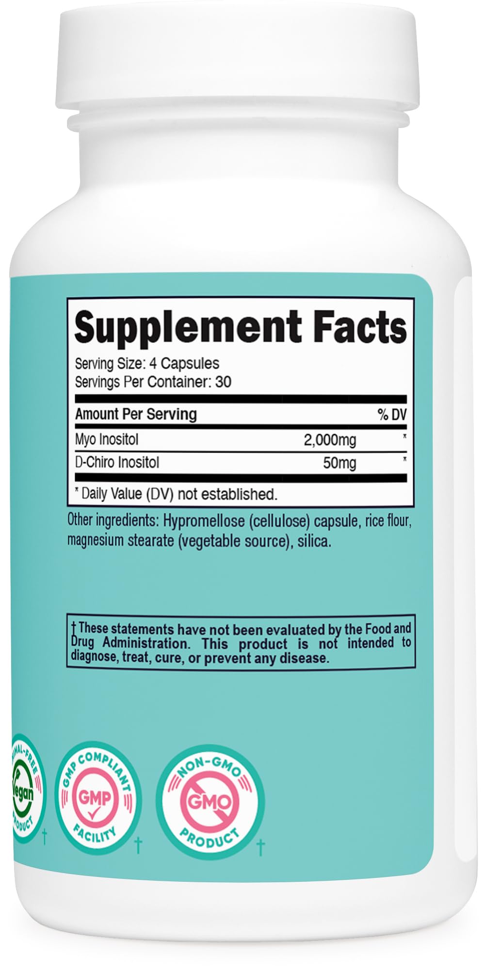 Cápsulas Nutricost Inositol Myo Inositol y D-chiro-inositol 120 Unidades Equilibrio Hormonal, Salud Reproductiva y Metabólica