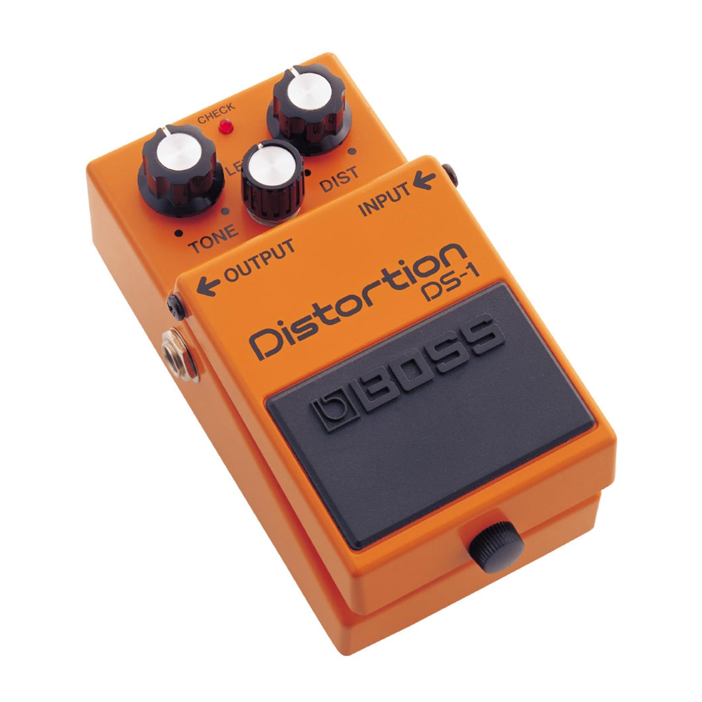 Boss DS-1 Distortion Guitar Effects Pedal Bundle with 9V Power Adapter, Gearlux Instrument Cable, Patch Cable, Picks, and Polishing Cloth