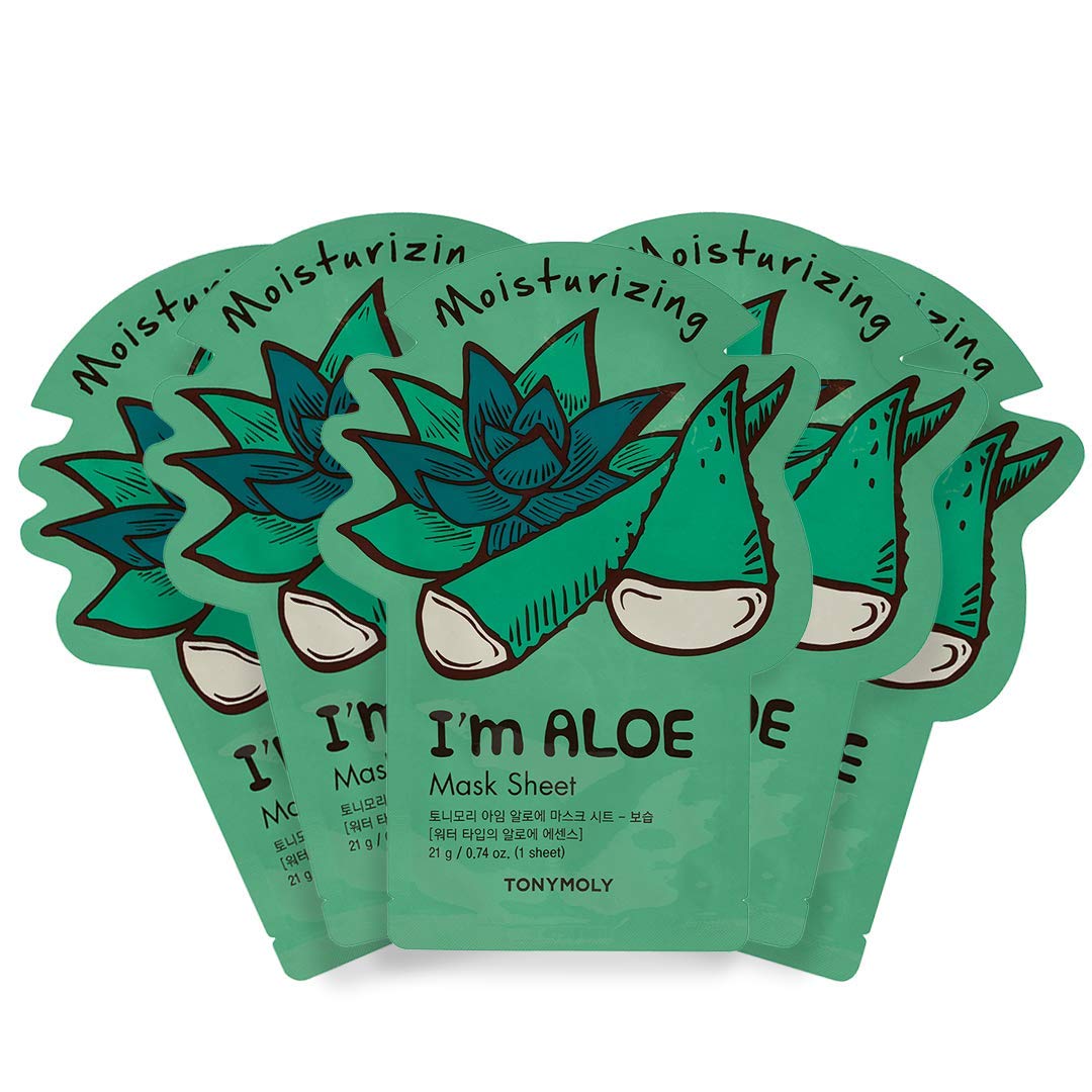 Tonymoly - Mascarilla Facial Hidratante de Aloe I´m Real 5Pzas.