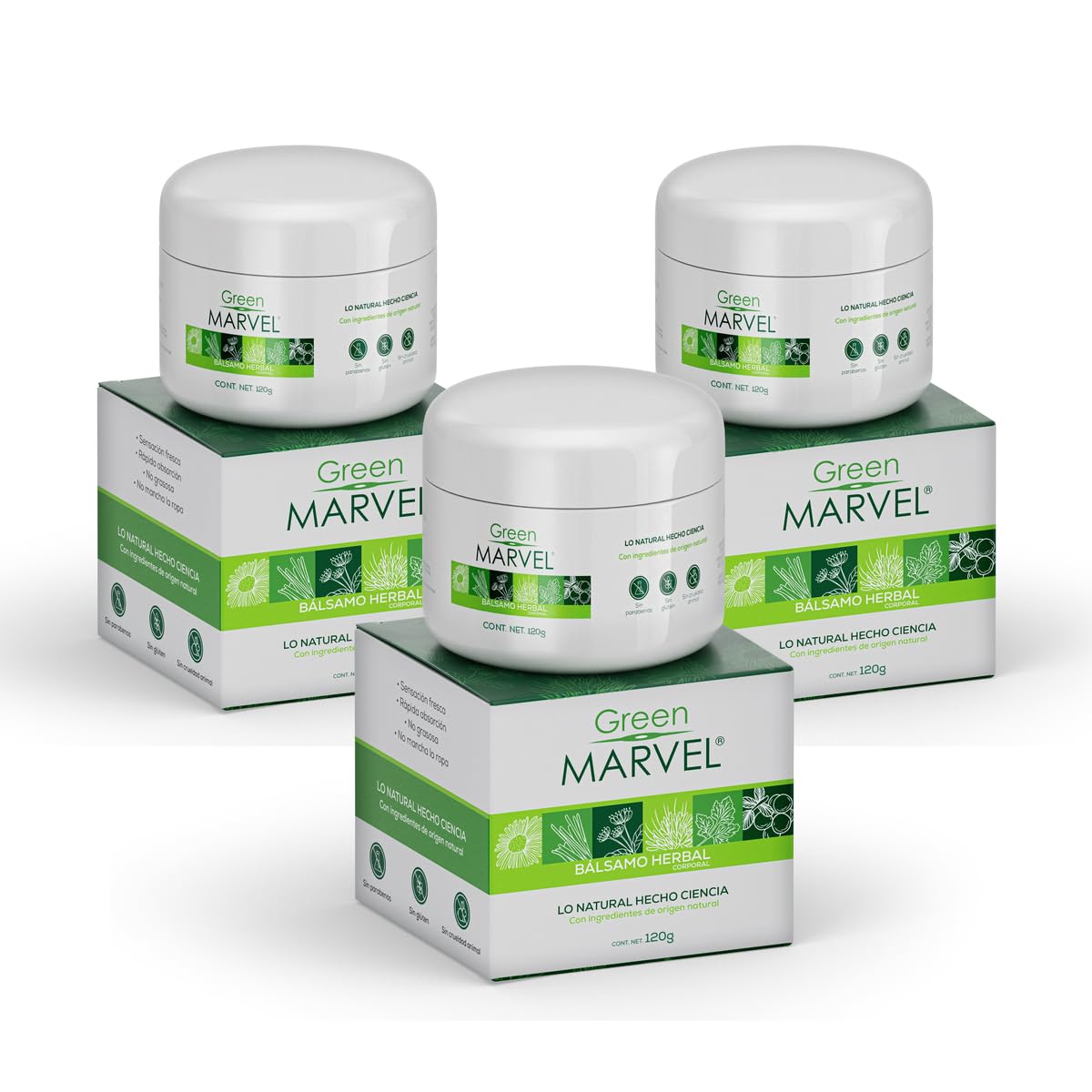 Green Marvel Bálsamo Herbal Corporal Natural de 120g 3 pack