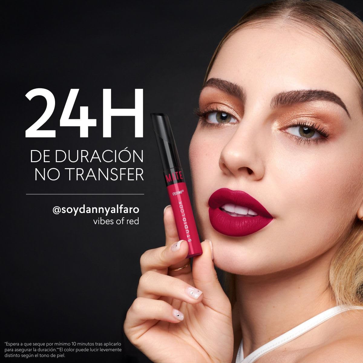 CYZONE - Studio Look Labial Mate Color Vibes of Red 6 g, 24 Horas de Color e Hidratación, Labial Líquido con Tecnología Hydra Shot y Elastic Film, Secado Rápido y Textura Ultraligera