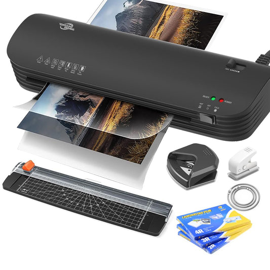 Laminadora Enmicadora Térmica+Cortador de Papel+300 Hojas Laminadoras,6 en 1 Laminador Térmico Personal con Recortadora de Papel y Redondeadora de Esquinas para Casa y Oficina