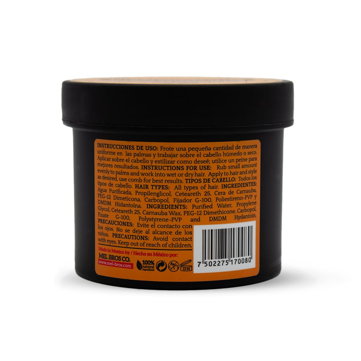 Mel Bros Co. - Matte Styling Pomade - Pomada Acabado Mate Extra Fijación, Apariencia sin Brillo, Matiza el Cabello, Moldea Tu Estilo. (4 Oz / 118 Ml)