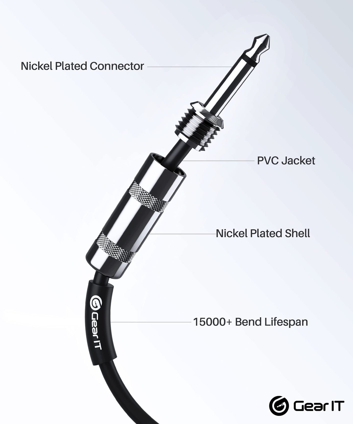 GEARit - Cable de altavoz profesional (10 pies) de cobre puro 12AWG de 1/4 a 1/4 pulgadas TS recto macho a macho para amplificador, gabinete de altavoces, PA y audio DJ