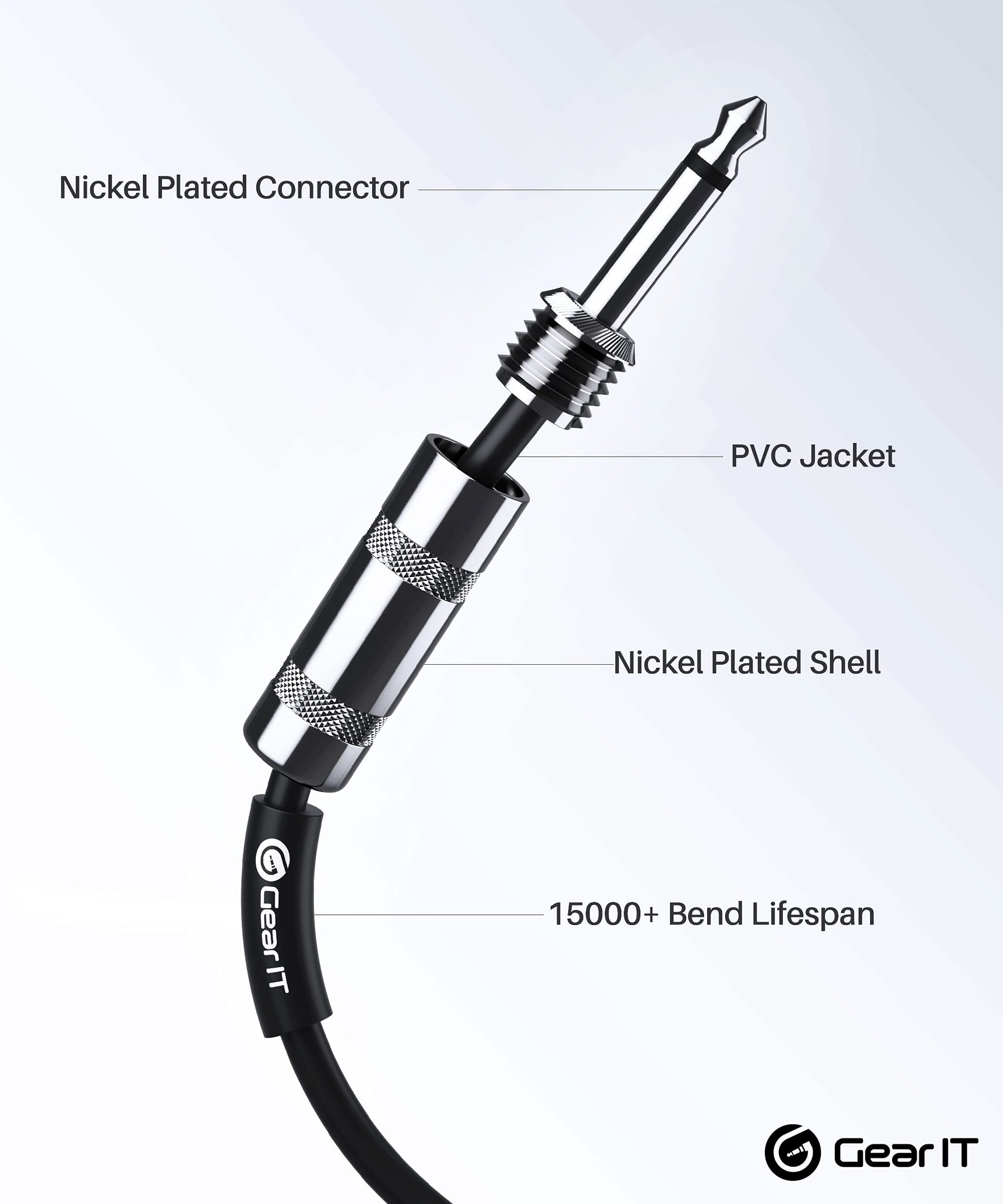 GEARit - Cable de altavoz profesional (10 pies) de cobre puro 12AWG de 1/4 a 1/4 pulgadas TS recto macho a macho para amplificador, gabinete de altavoces, PA y audio DJ