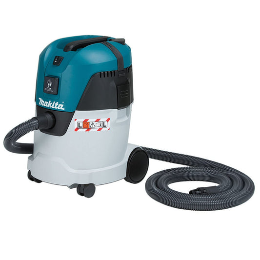 Makita VC2512L Extractor de Polvo de 25.0 L Push and Clean Clase L (9.4 Amp) para Limpieza en húmedo y seco