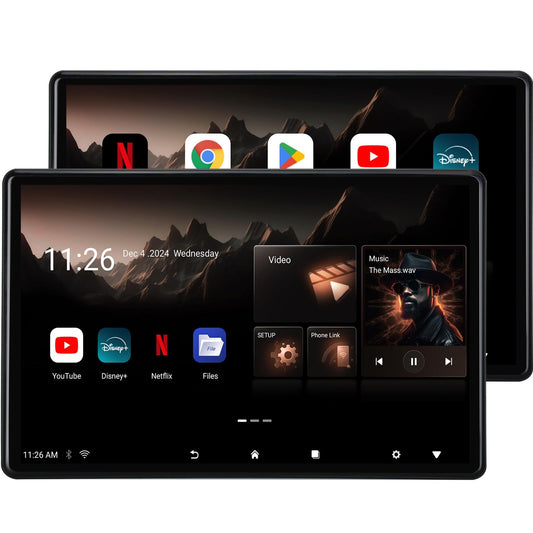 Monitor para Coche Android 14" Reposacabezas (Par) Sistema de TV