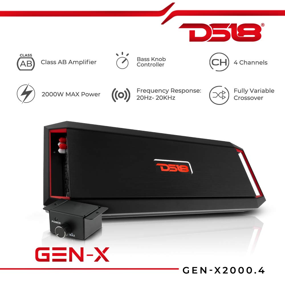 Amplificador Multicanal DS18 Negro 800W 4 Canales para Coche