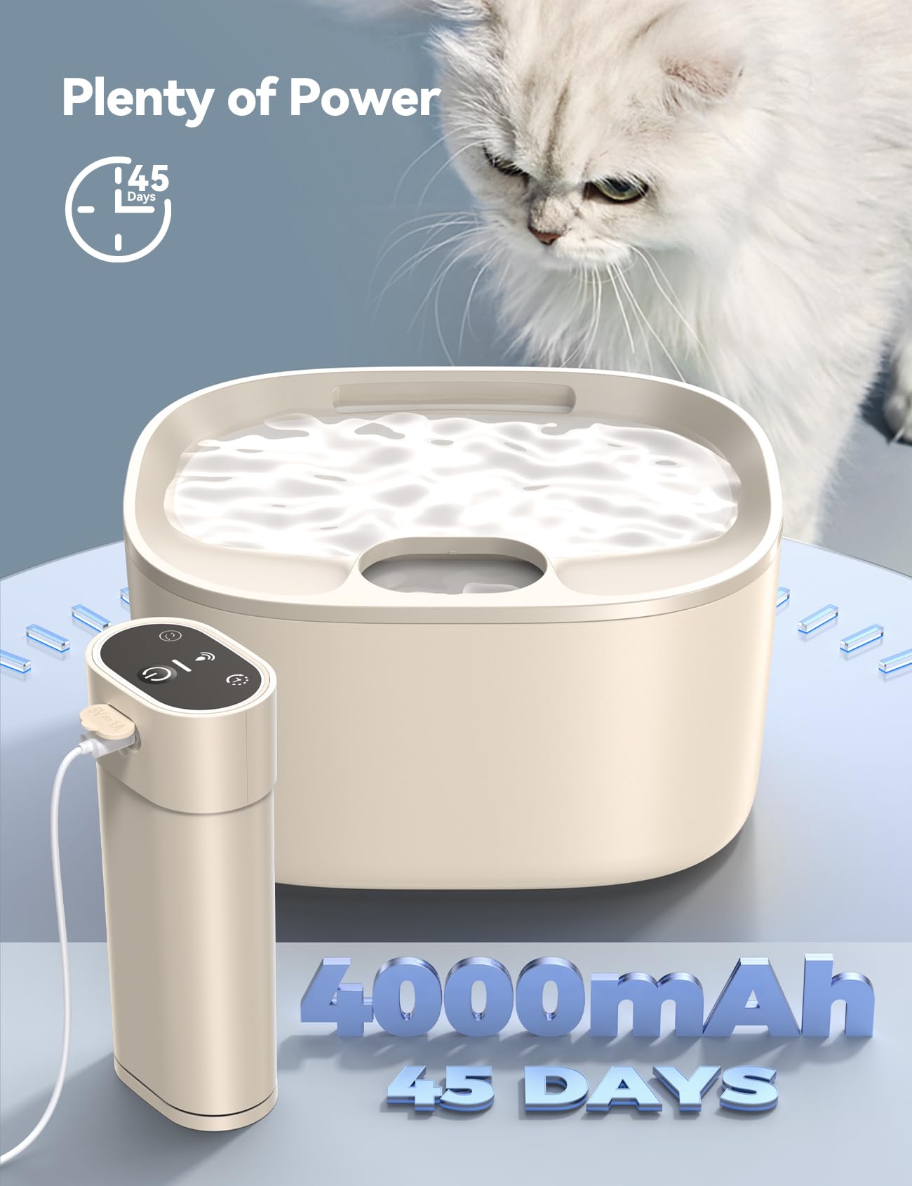 Fuente de Agua Inalámbrica FEELNEEDY para Gatos 4L con Sensor de Movimiento, Ultra Silenciosa
