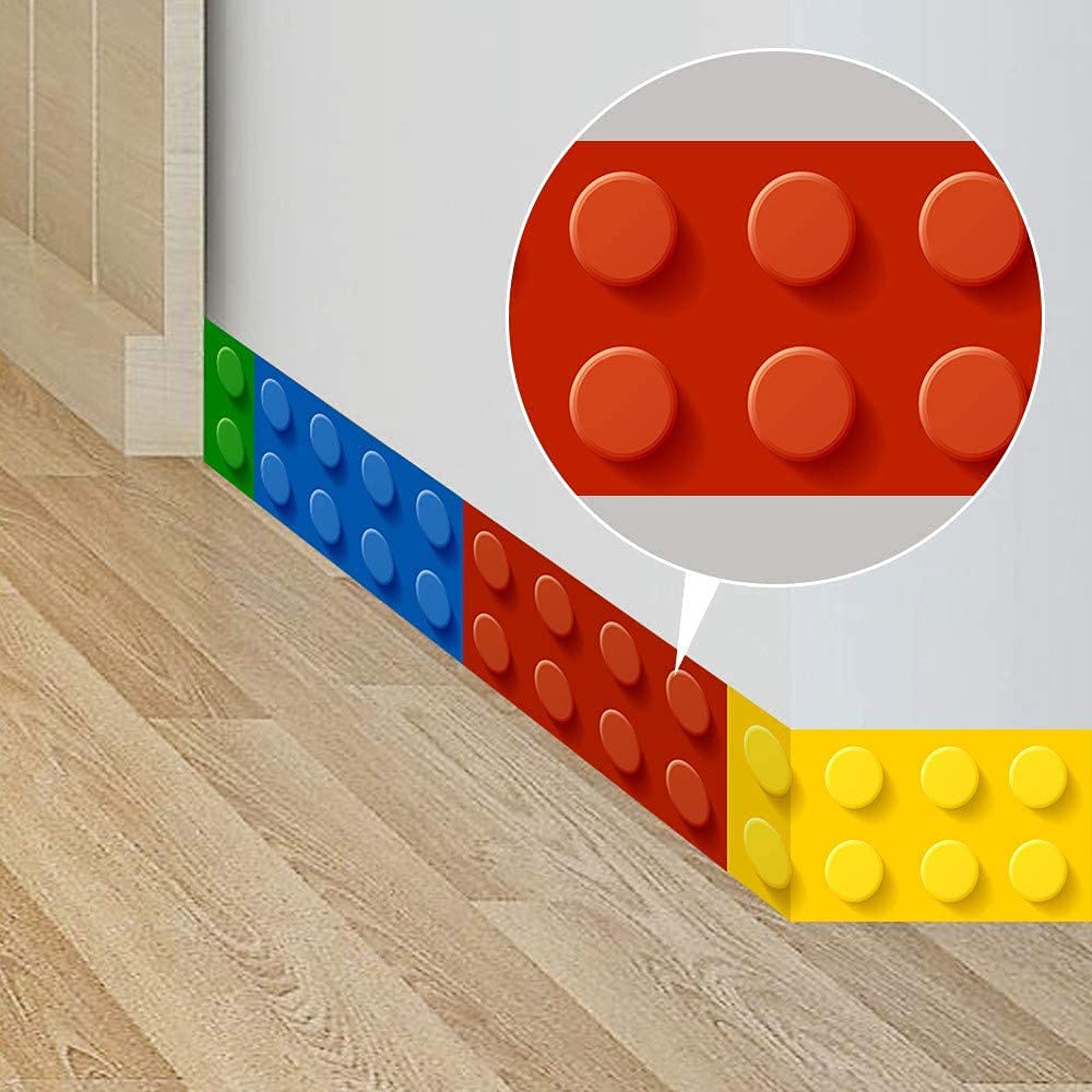 ufengke Pegatinas De Pared Bloques de Construcción Vinilos Adhesivos Pared Rodapié Para Dormitorio Salón Oficina Habitación