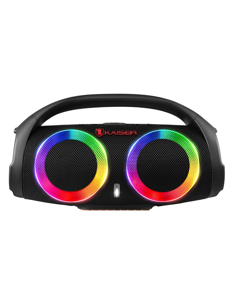 Kaiser Bocina Recargable a Prueba de Salpicaduras Circle Light Potencia de 16W 2X3 Pulgadas KSW-2018BK