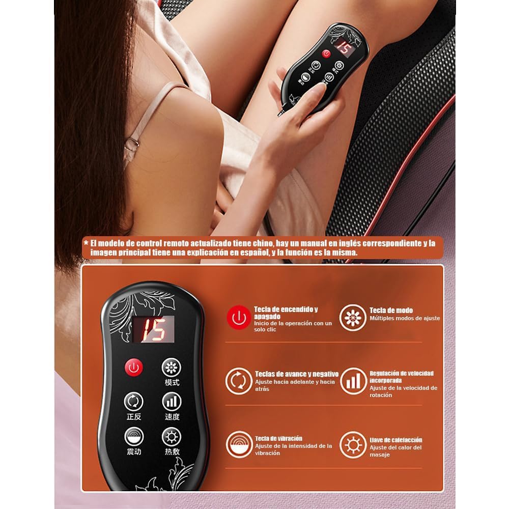 Mythya Cojines de Masaje Eléctricos, Masajeador de Espalda para Dolor de Espalda, Shiatsu Masajeador de Espalda Baja con Calor, Almohada de Masaje de Amasamiento 3D para Espalda, Cuello, Hombros