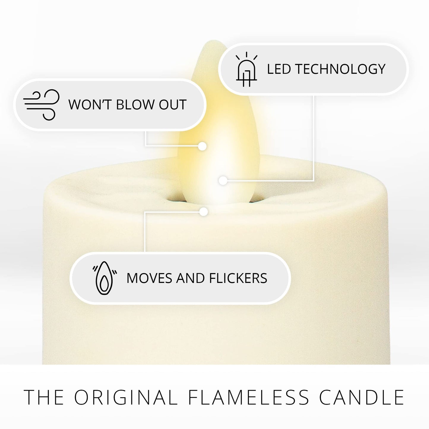 Luminara - Velas sin llama parpadeantes LED cálidas marfil - Decoración para mesa, chimenea - 4 piezas, plástico, color marfil