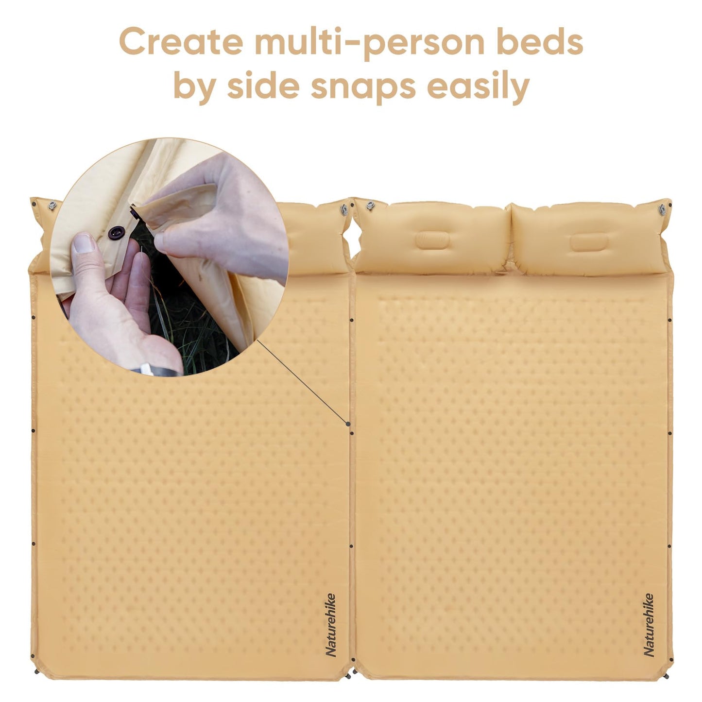 Naturehike - Cojín de Dormir autoinflable, Ultraligero de Espuma viscoelástica con Almohada, inflado rápido, Almohadilla de Dormir para Senderismo, Caravana, Camping, matrimonial, Amarillo