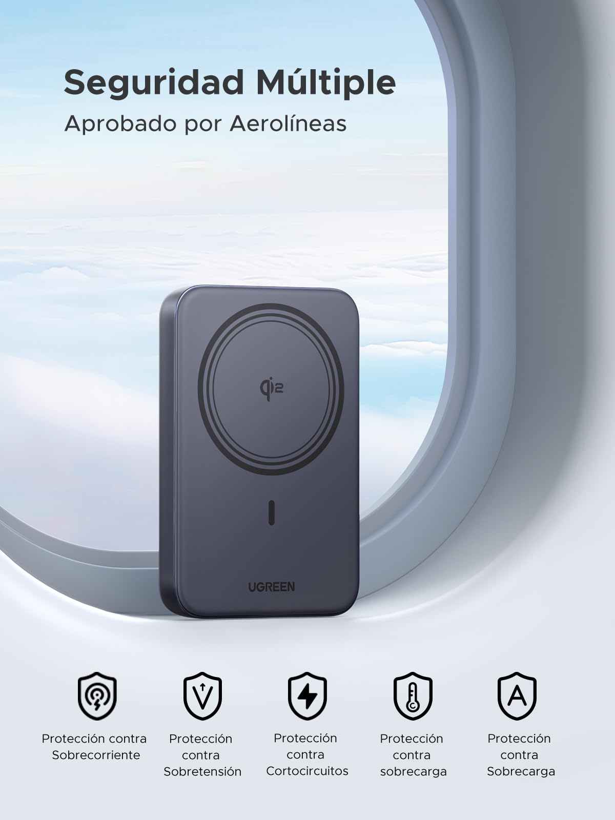 Batería Portátil UGREEN Qi2 15W Inalambrico 10000mAh Carga Rápida Magnética para iPhone