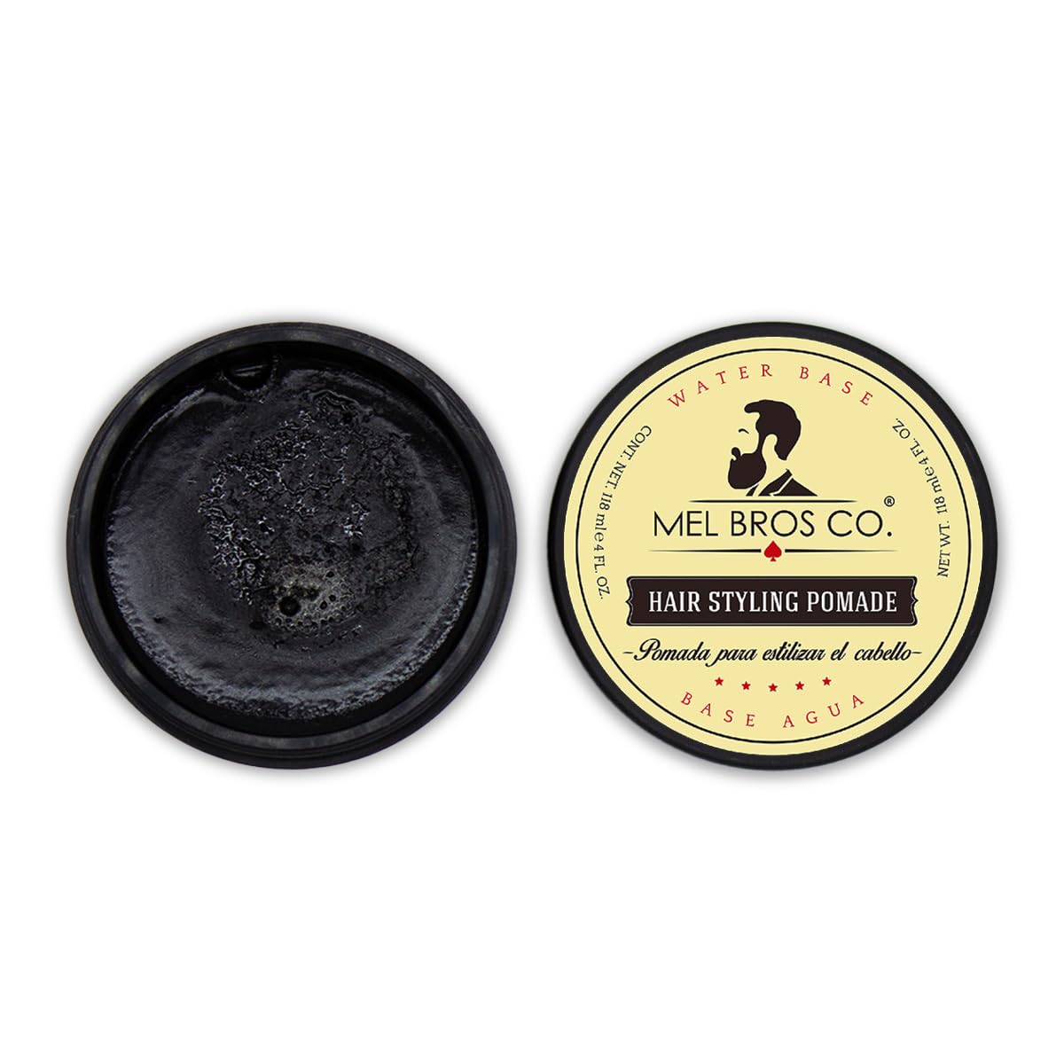 MEL BROS CO. - Hair Styling Pomade - Pomada para estilizar el Cabello. Base Agua. (4 oz / 118 ml, Media Fijación)