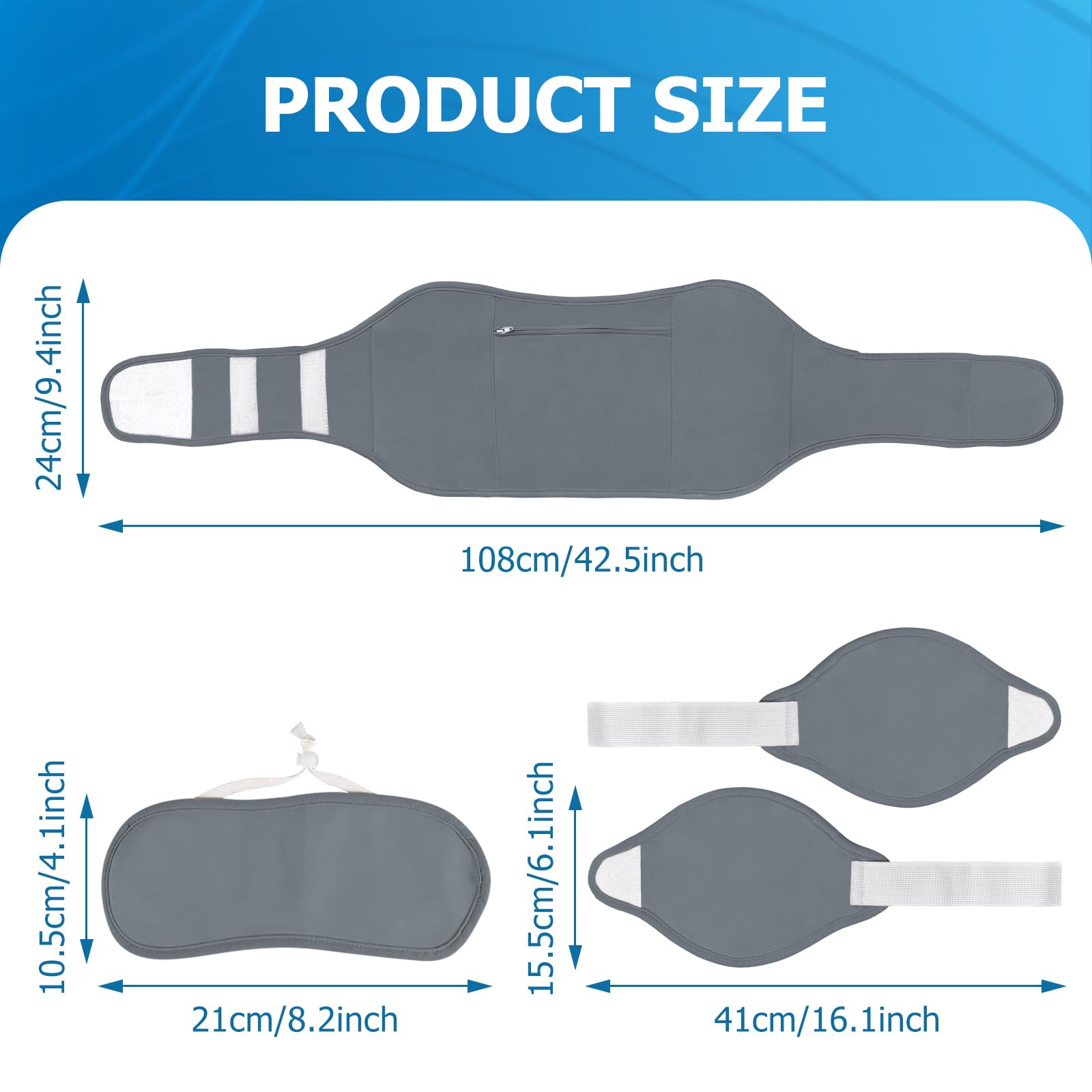 Paquete de 4 aceite de ricino para rodilla, cuello y abdomen, paquete de aceite de ricino reutilizable para abdomen con correa elástica ajustable, franela de algodón, lavable a máquina, antifugas de