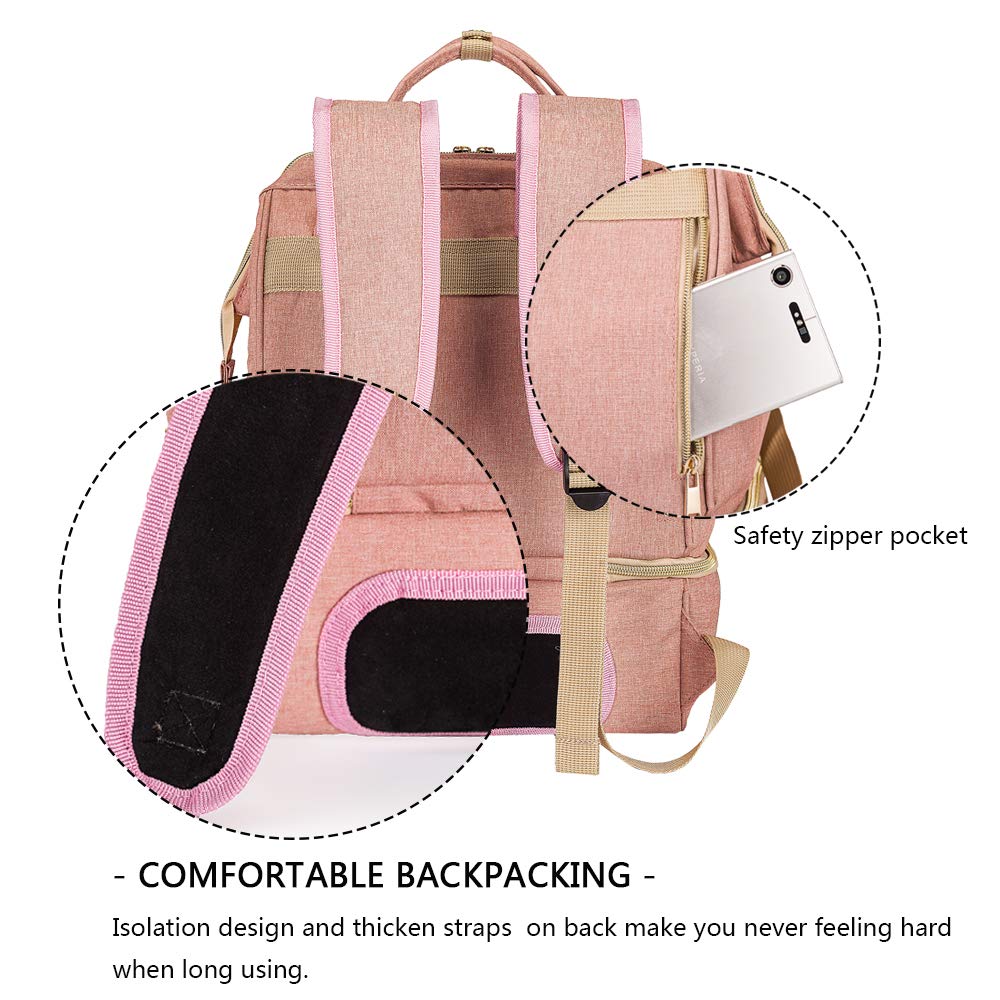 Mochila para sacaleches, doble capa para madre al aire última intervensión, bolsa de trabajo grande, Rosado, Classic