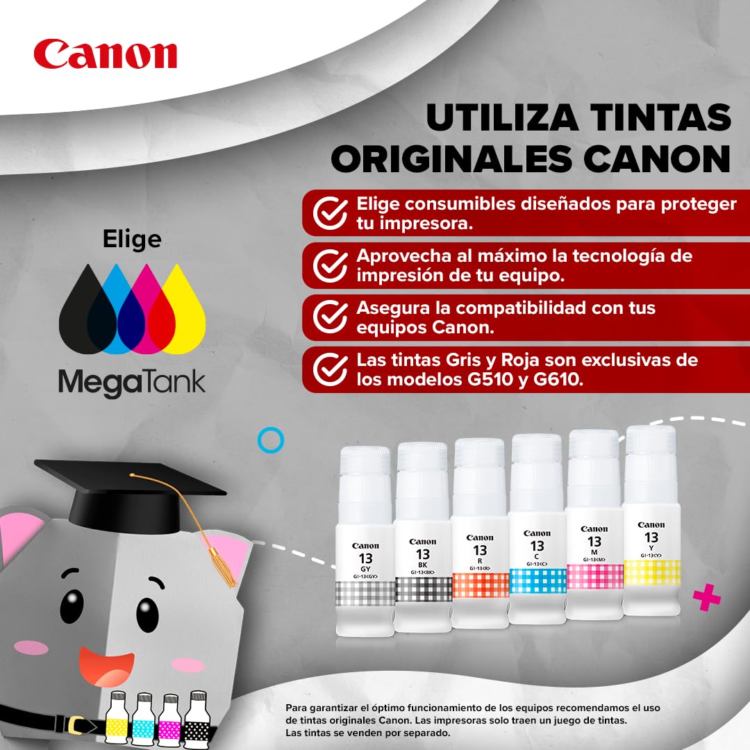 Canon Impresora Multifuncional Wi-Fi G610 de Tanque de 6 tintas, Calidad fotográfica