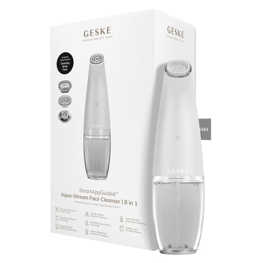 Limpiador Facial GESKE Aqua-Stream Azul con Guía SmartApp para Limpieza y Extracción de Impurezas