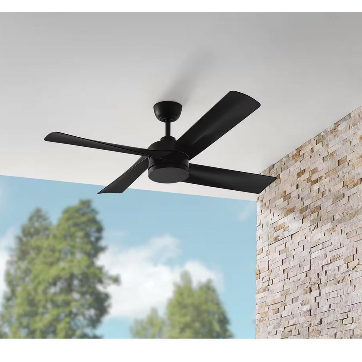 LUTEMA Ventilador De Techo | Acabado Negro Mate | Para Interiores/Exteriores | 52 Pulgadas | Diseño Con Aspas De Roble Tupelo | Temporizador | 3 Velocidades | Control remoto