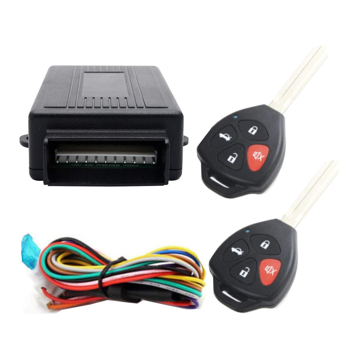 Kit de Bloqueo Universal MASO Negro con Caja Control y 2 Mandos a Distancia para Coche