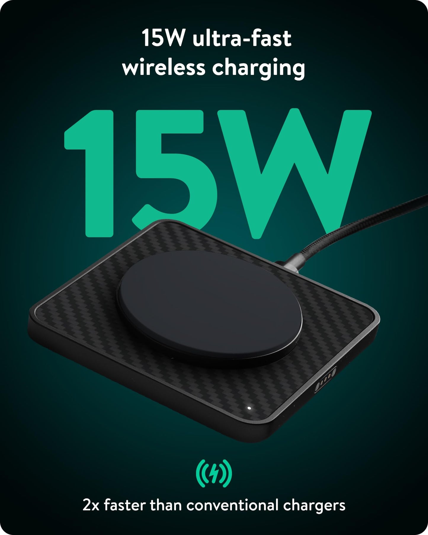 Cargador Inalámbrico Mous Fibra de Aramida MagSafe 15W Qi2 para iPhone y AirPods