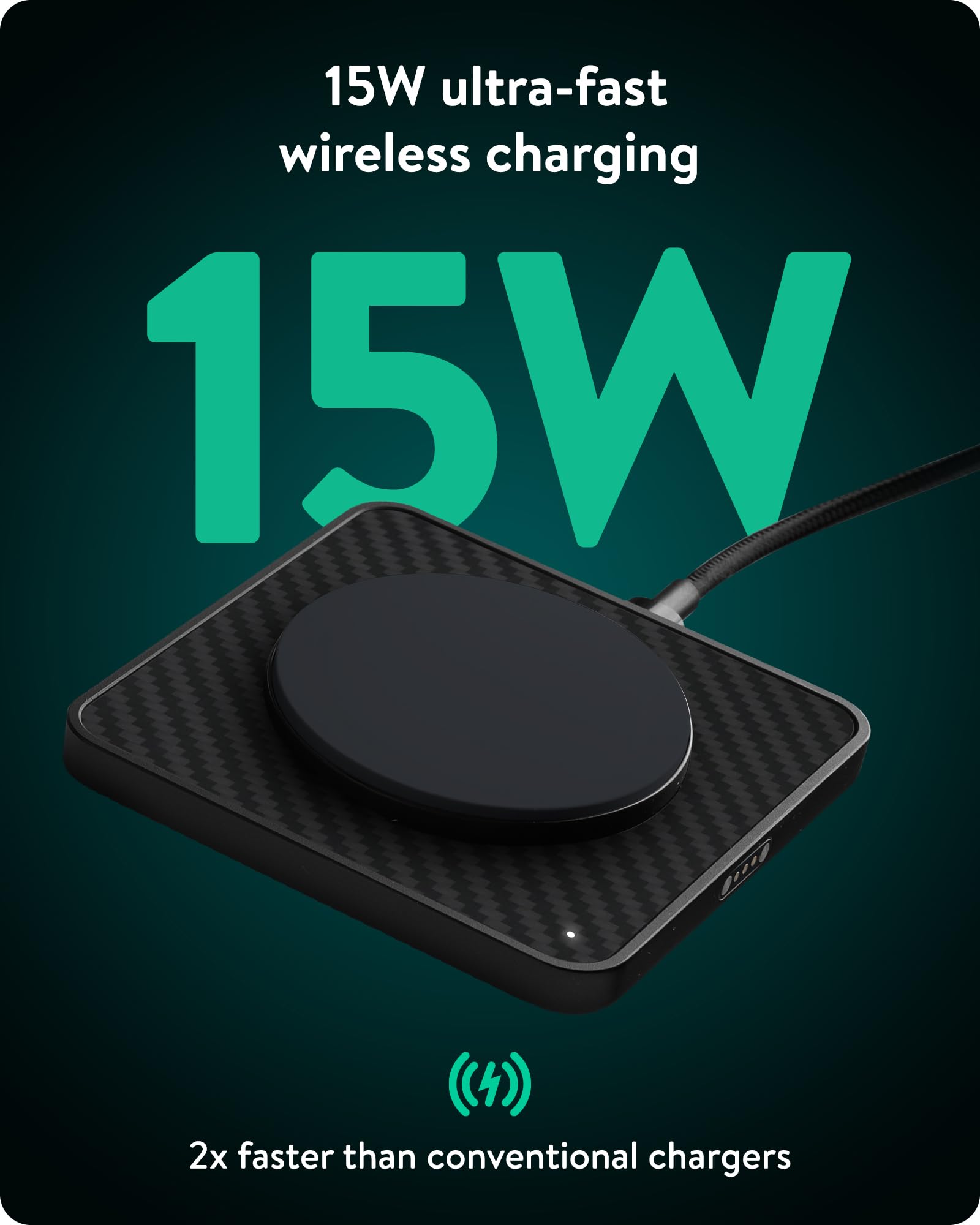 Cargador Inalámbrico Mous Fibra de Aramida MagSafe 15W Qi2 para iPhone y AirPods