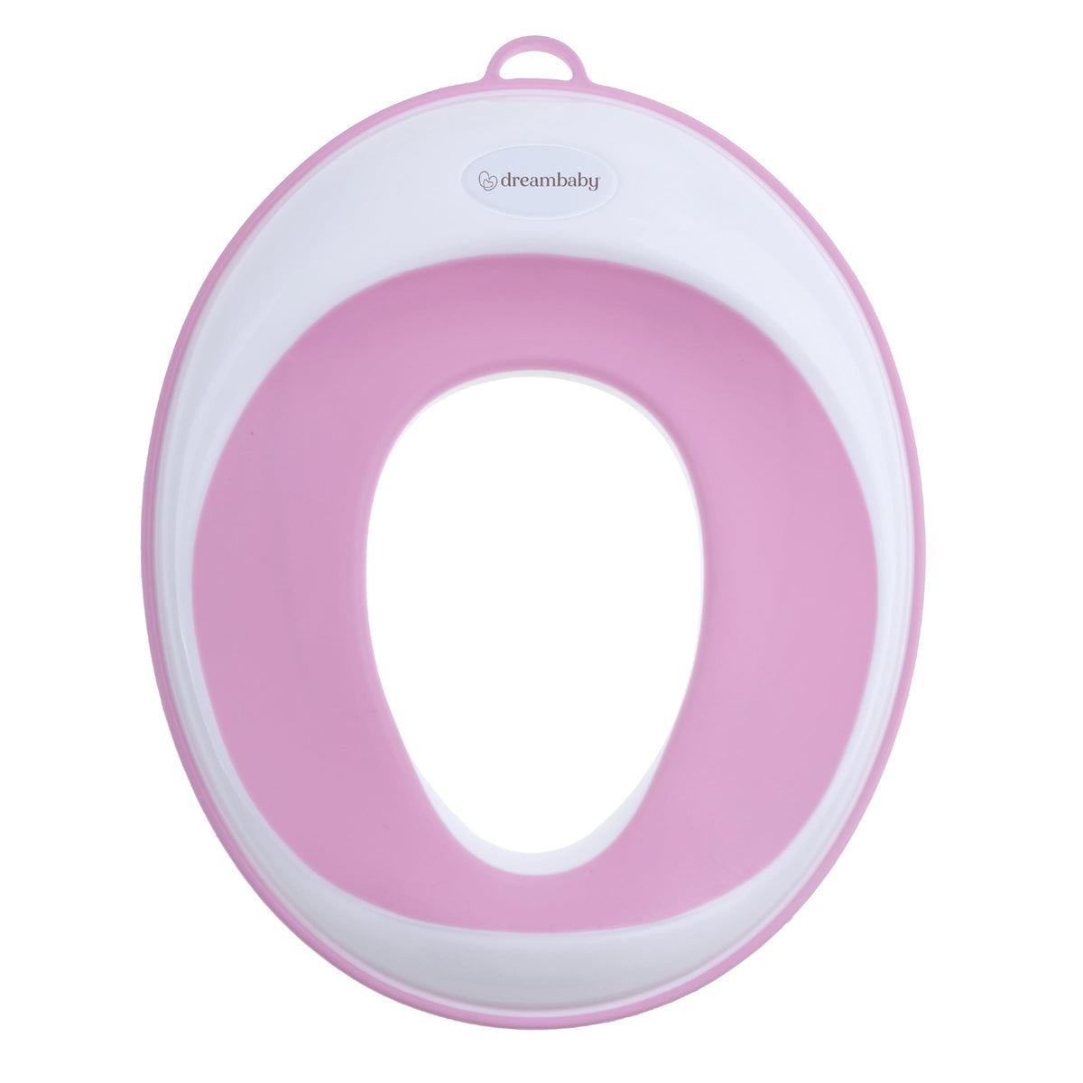 Dreambaby Asiento Entrenador para Baño Infantil, Adaptador de Inodoro Antideslizante y Suave, Portátil, Tamaño Estándar, Blanco con Rosa