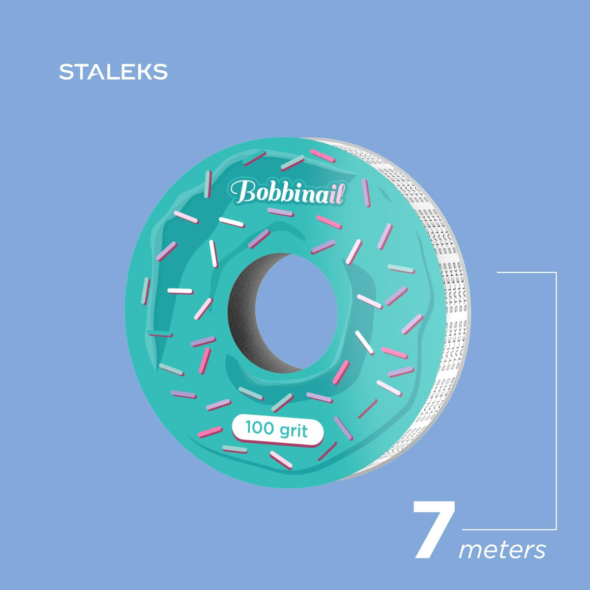 STALEKS Pro Bobbinail - Lima desechable, color blanco, autoadhesiva, en rollo, para dispensador de limas de rosquilla, grano 100, 6 m