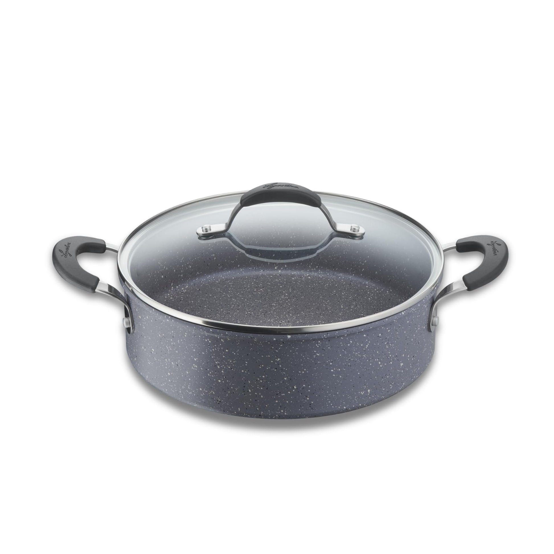 Lagostina Tempra Mineral Cacerola con tapa, acero y aluminio con revestimiento mineral+ Ø 26 cm, asas de silicona, efecto piedra, apta para todas las fuentes de calor