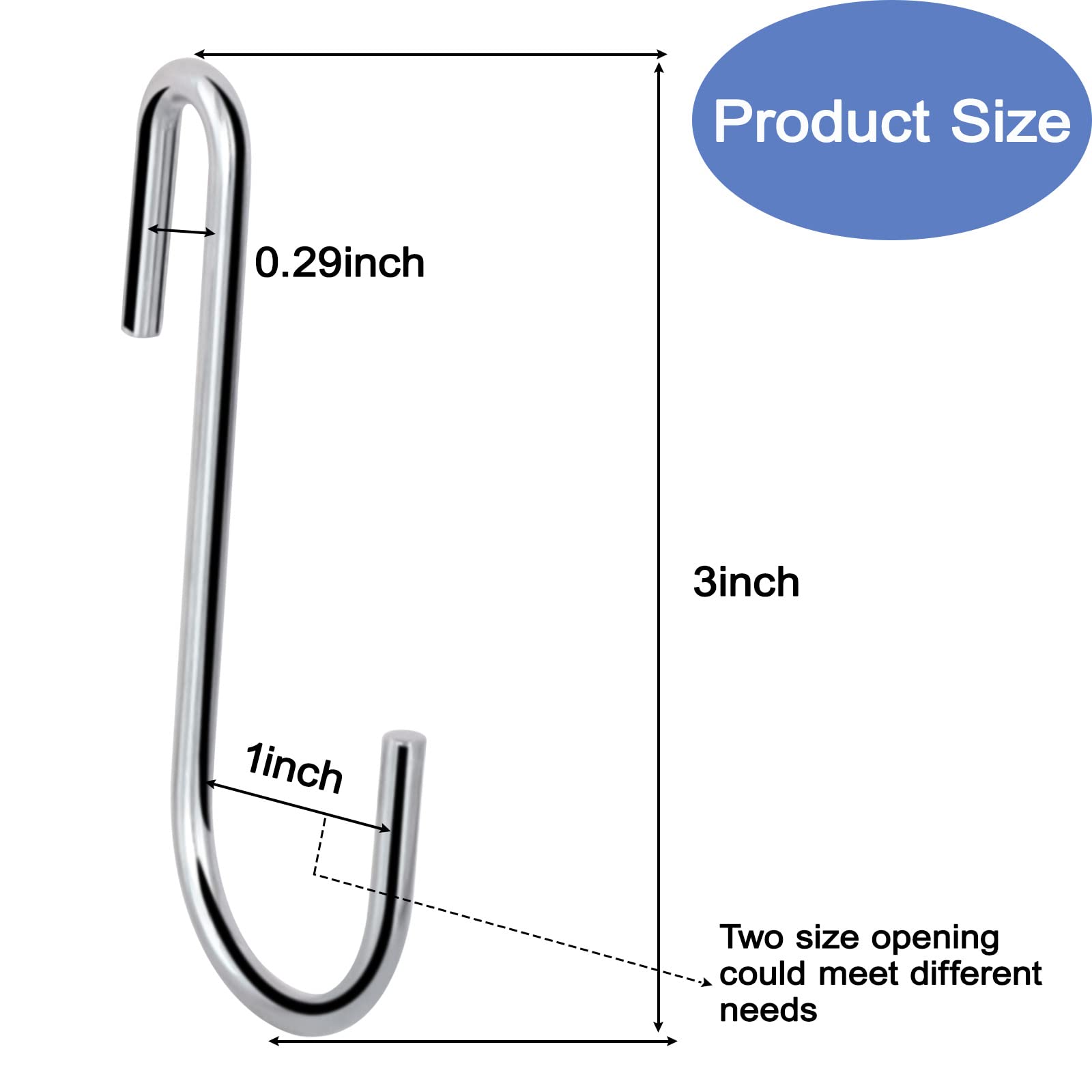 Ganchos en S ESFUN Resistentes 3 Pulgadas para Utensilios de Cocina y Ollas