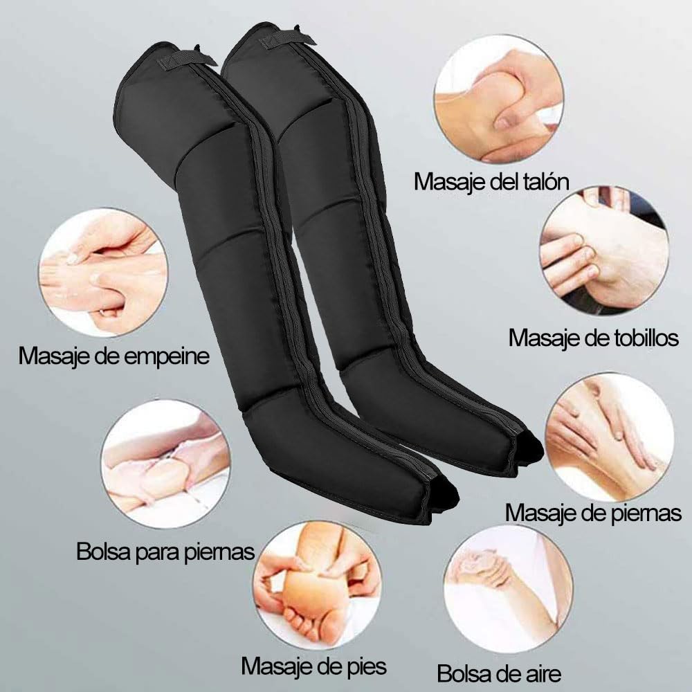 Botas de Masaje por Aire Comprimido para Piernas y Pies, Sistema de Compresión Eléctrica, Control Digital, 100 cm de Largo