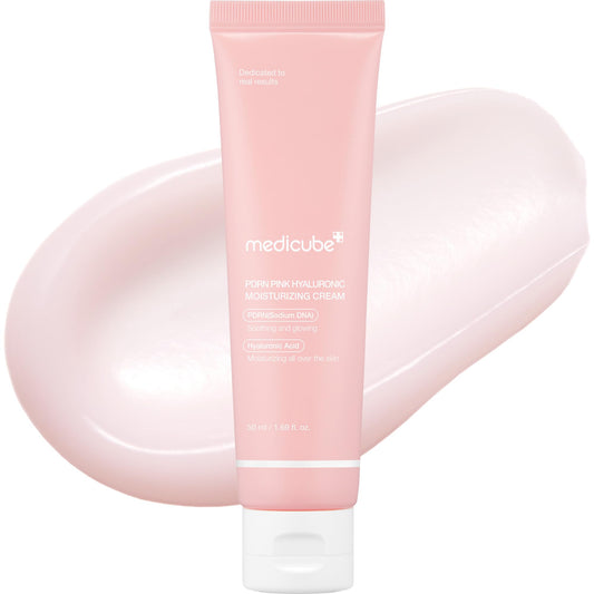 Medicube Salmon DNA PDRN Crema hidratante hialurónica rosa, crema calmante rosa, ácido hialurónico, niacinamida, hidratante y reafirmante, tono de piel desigual, cuidado de los poros, cuidado de la