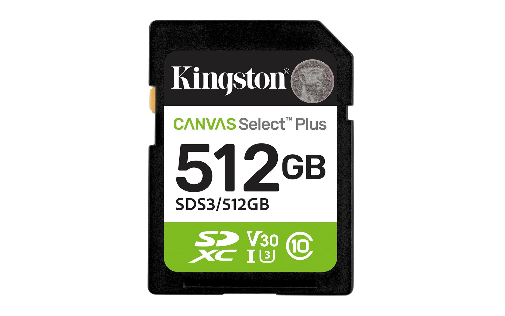 Kingston Tarjeta De Memoria SD, Canvas Select Plus Gen3, Capacidad: 512GB, Full HD, Clase 10, UHS-I, U3, V30, Lectura: 150MB/s, SKU: SDS3/512GB