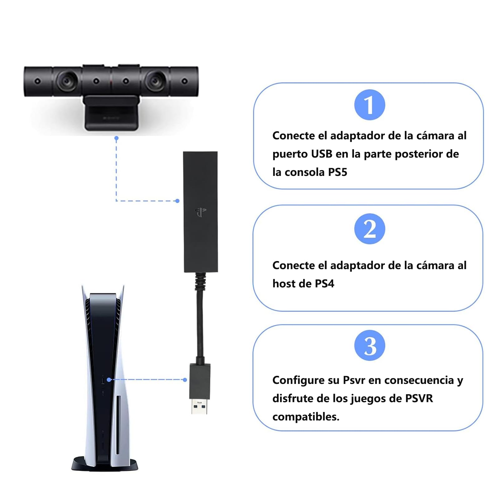 Adaptador de Cámara YUTVXAC Blanco para Consola PS5 y Cámara PS4
