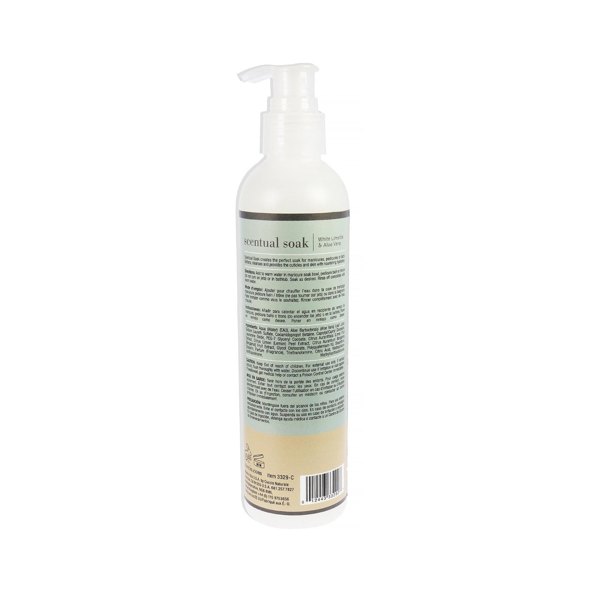 Cuccio Naturale Scentual Soak - Creamy, Liquid Wash For Mani-Pedi - Paraben Free - Softens, Cleanses And Moisturizes Your Skin - Use On Hands, Body And Feet - White Limetta And Aloe Vera - 237 ML