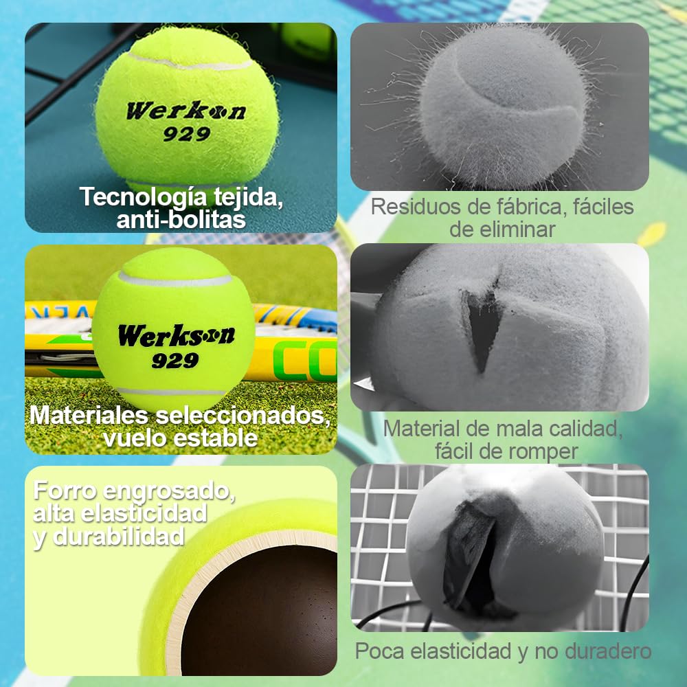 Pelotas de Tenis QMCZLA Fieltro Resistente Alta Elasticidad para Juego Interior y Exterior