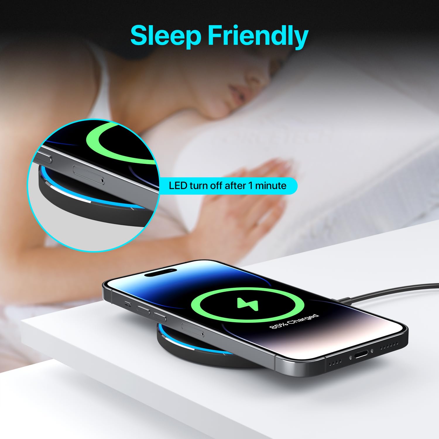 HONGYEE Almohadilla de Carga inalámbrica de 30 W, Cargador inalámbrico de 30 W, Cargador inalámbrico rápido, Carga inalámbrica Qi Compatible con Samsung Galaxy, Cargador rápido Compatible con iPhone