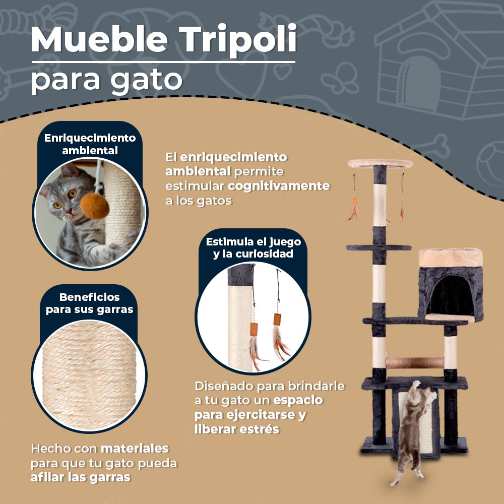 Fancy Pets Mueble/Rascador para Gato Tripoli de 143 Centímetros de Altura