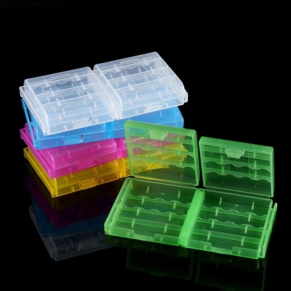 Asixx Caja Plástico, Estuches para Pila Batería,para Viajar,Acampar,IR de Excursión O En Casa.para Pilas AA 4pcs O Baterías AAA 5pcs