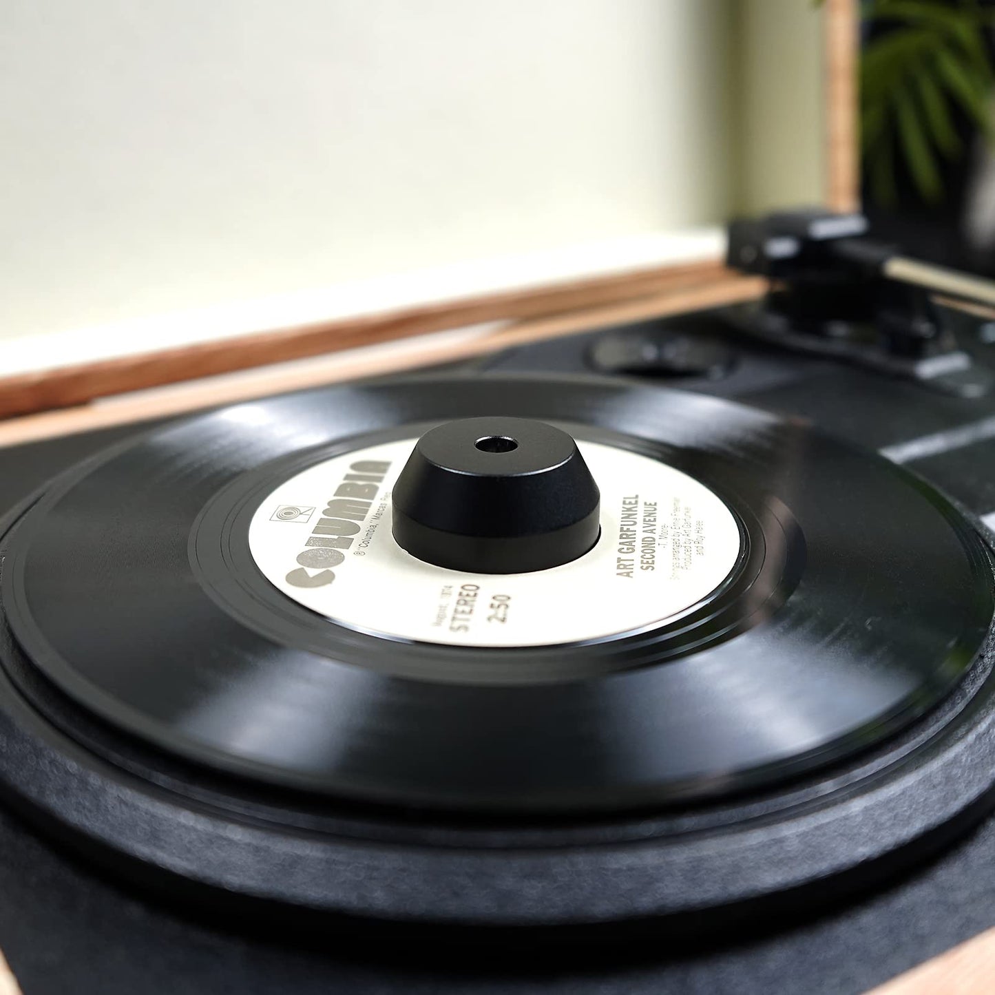 45 RPM Adapter Solid Aluminum 7 Inch Vinyl Record Dome 45 Adapter for Turntables (Black)