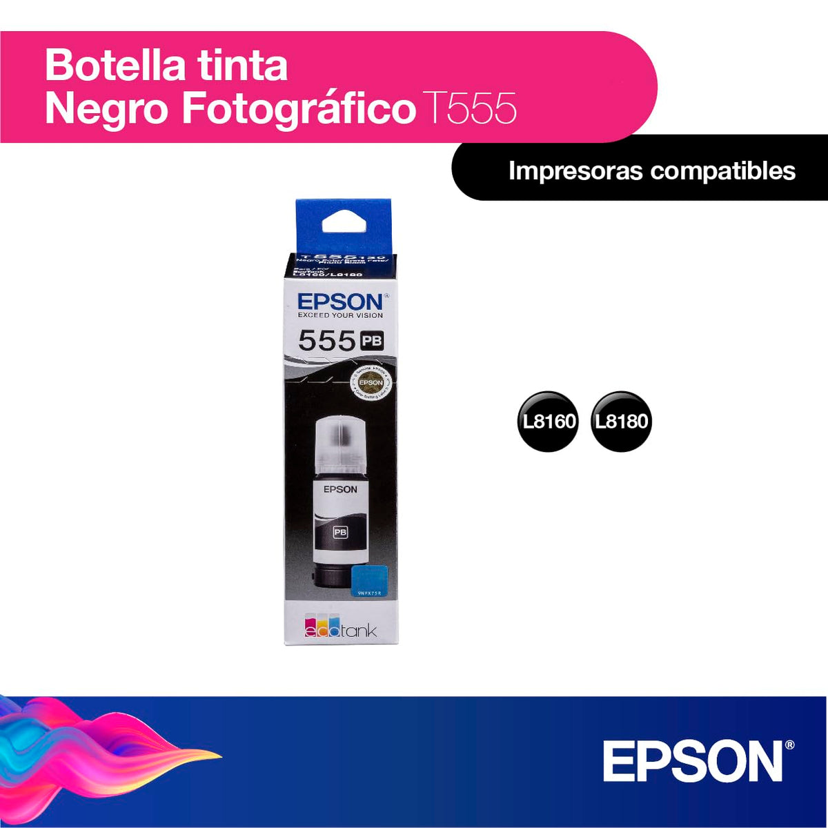 Botella de Tinta Pigmentada Epson Ecofit Negro T554