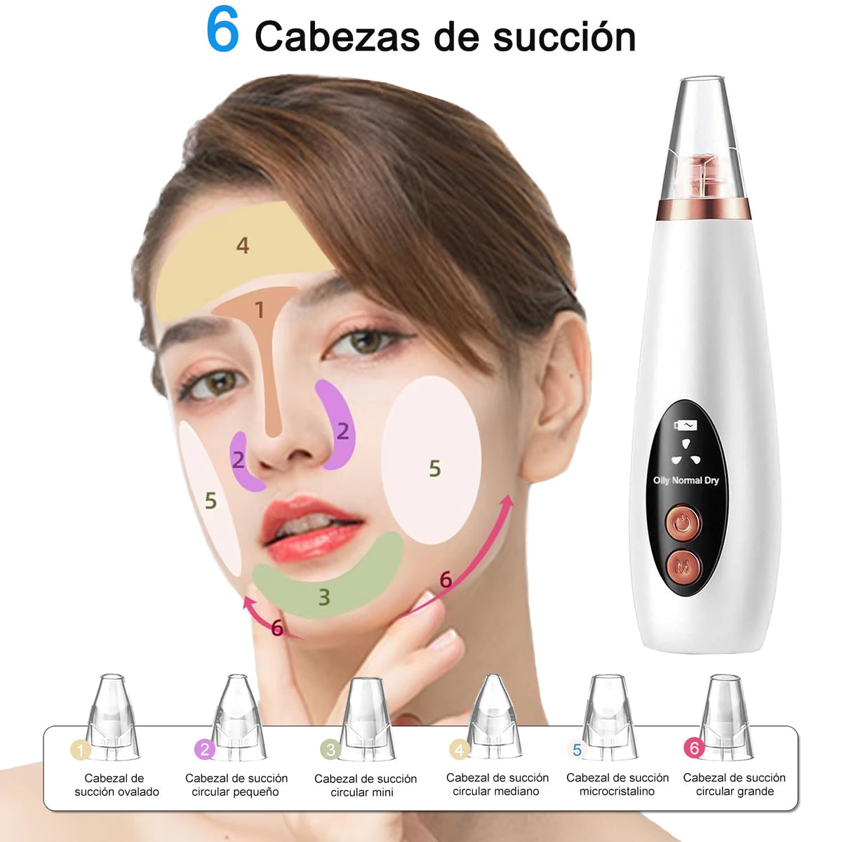 Removedor de puntos negros electrico, Juego de 23 Piezas Limpiador de Poros, extractor de espinillas nariz con Pantalla LED, 6 Sondas de Succión y 3 Modos, USB Recargable